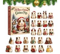 Calendrier Avent Cochon D‘Inde 2026, 24 Jours Set Ornements Acrylique 2D | Calendrier Countdown Noël Animaux Mignons Avec Pendentifs Pour Sapin Mur Fenêtre - Cadeau Amoureux Des Animaux