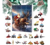 Calendrier 'Avent Compte à Rebours | 24 Boîtes Avent de Noël | 2D Ornement Acrylique Design Transport Père Noël Pendentif Cadeaux pour Chaussettes | pour Cour Porte d'entrée Maison