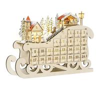 Calendrier Avent de Noël HOMCOM Panneau contre-plaqué 45x10x31cm Bois naturel