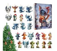 Calendrier 'Avent Du Dragon 2024 - Enfant Acrylique 2D, Ornements D'arbre De Noël Dragon, Pendentif Drôle, Calendrier Pour Le Compte À Rebours De 24 Jours | Décorations Natal