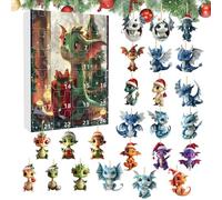 Calendrier 'Avent Du Dragon 2024 - Noël En Acrylique, Décorations D'arbre, Pendentif 2D De Chiot Dragon, Compte À Rebours De 24 Jours | Divertissement De Noël, Décorations Pour L'a