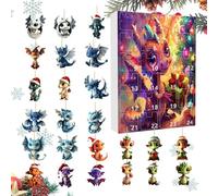 Calendrier 'Avent Du Dragon De Noël,24 Pendentifs En Acrylique En Forme De Dragon De Noël | Décoration De Voiture Pour Bureau Maison École Chambre Dortoir Fête De Thanksgiving Appartement