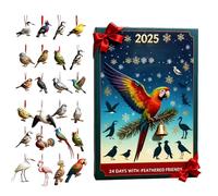 Calendrier 'Avent Motifs d'oiseaux - Ensemble de pendentifs 24 jours Acrylique 2D | Décoration saisonnière pour les observateurs d'oiseaux en bois DÉCORATION MANTLE DU BEAUCOUP DE FENÊTRE