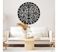 Calendrier aztèque en métal Noir, décoration Murale Maya du sud-Ouest Mexicain, Sculpture Moderne d'inspiration aztèque pour Salon, Chambre, Couloir (Noir, 89 cm x 89 cm)