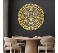 Calendrier aztèque en métal Noir, décoration Murale Maya du sud-Ouest Mexicain, Sculpture Moderne d'inspiration aztèque pour Salon, Chambre, Couloir (doré, 89 cm x 89 cm)