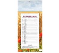Calendrier Bloc Mensuel Mural 2026 - 16x33.5cm - Champs de Blé