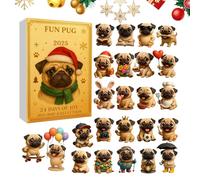 Calendrier bouledogue de Noël 2025, décorations en acrylique bidimensionnel 24 jours | Pendentif compte à rebours de Noël | pour bureaux, voitures, maisons, salles de oles, chambres