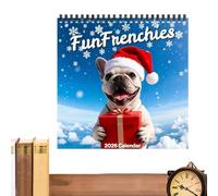 Calendrier bouledogue français 2026 - Planificateur mensuel avec sections de notes, papier épais | Utilisation académique et bureau à domicile, dortoir scolaire, organisation familiale, planificateur