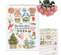 Calendrier Bucket List 2026, Calendrier Mural À S-pirale De 12 Mois Avec Liste De Tâches Et Notes, Calendriers Muraux Artistiques 2026, Calendriers Quotidiens Positifs Pour Les Habitudes, La Santé