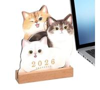 Calendrier Bureau 2026 - Planificateur Mensuel Sur Socle En Bois | Agenda De Table Animaux Mignons Avec Chiot & Chaton 3D | Cadeau Amoureux Des Animaux Pour Maison, Bureau & Enseignant