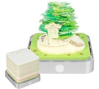 Calendrier Bureau 3D 2025 Table Calendrier 365 Jours avec Lumière et Base Argent Utilise Art Sculpture sur Papier pour Nouvel An Noël Anniversaire (avec date, Arbre Vert)