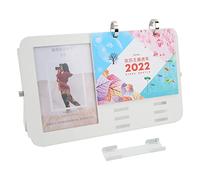 Calendrier Bureau Métal 2022, Design Circulaire 6,3x10,2in avec Cadre Photo 5in - Sécurité Enfant, Espace Rangement, Décoration Bureau