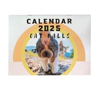 Calendrier Cat Balls 2025 - Calendrier mural avec chats drôles de 12 mois | avec boules de chat résistantes à la déchirure pour les amoureux, la famille, les amis et les collègues