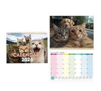 Calendrier chat 2026 | Agenda 12 - Calendrier à suspendre avec chats drôles - Pour la maison, le salon, la chambre, l'étude, l'école, la classe, le bureau, le laboratoire, l'étudiant, les enseignants