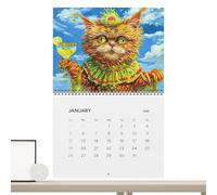 Calendrier Chat 2026 - Agenda Mural Créatif Avec Illustrations Mensuelles Haute Définition | Planificateur Thématique 12 Mois Drôles De Chats | Grands Blocs Papier Épais Destiné À La Décoration