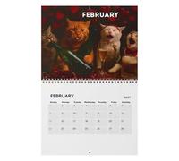 Calendrier chat 2027 Planning avec illustrations de chats ivres | Calendrier mensuel 12 mois pour salon salle de hambre bureau étudiants, adolescents, amoureux des animaux