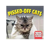 Calendrier chat en colère | Calendrier 2025 | Angry Cats | Calendrier créatif avec chat - Calendrier mural mensuel pour la maison et l'école