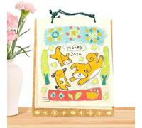 Calendrier Chien 2026 | Agenda Papier Élégant - Motifs Dessinés Mural Animaux Amusants 12 Mois | Pour Maison Bureau Chambre Salon École Crèche