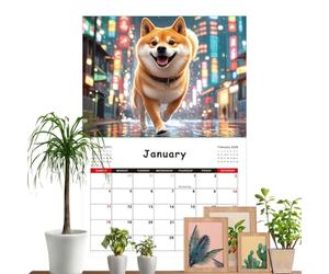 Calendrier Chien 2026 Mur - Planning Mensuel 12 Mois Technologique Canin | Calendrier Annuel Animaux Drôle - Pour Salon Chambre Bureau Salle De ureau École Atelier Studio Dortoir Étudiants Ens