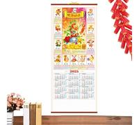 Calendrier chinois 2025 - Calendrier mural lunaire traditionnel, planificateur mensuel | Calendrier coloré de signe animal, calendrier des vacances, calendrier symbolique Feng Shui, maison, bureaux