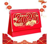 Calendrier chinois 2026 - Nouvel An chinois - Décoration d'intérieur - Calendrier de table annuel du Nouvel An - Pour table chambre à coucher, maison, bureau, étude, planification vacances et fête du