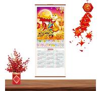Calendrier chinois en rouleau 2025 - Calendrier chinois en rouleau 2025, calendrier porte-bonheur pour l'année du serpent | Calendrier de déplacement de l'école et décoration murale