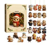 Calendrier Chouette Acrylique, Jouet Calendrier De L'Avent Noël 2025, Pendentif Acrylique 2D Plat Thème Animal Adorable, 24 Jours Pendentif Hib-ou, Idéal Pour Les Décorations De Sapin De Noël