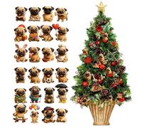 Calendrier compte à rebours 2025 bouledogue - 24 jours en acrylique mignon pendentif bidimensionnel, ornements de bouledogue de Noël - pour bureaux, voitures, maisons, chambres, salles de classe