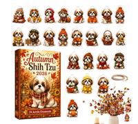 Calendrier compte à rebours 2D pour chien Thème automne Ornements d'arbre | Calendrier de Noël 24 jours en forme d'animaux pour porte, fenêtre, arbre, mur, cheminée, fête de vacances