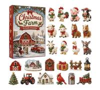 Calendrier Compte À Rebours Animalier Acrylique 2D 24 Jours Animal De Ferme | Petits Festifs Décor Fermier Pour Fenêtre Porte Mur Arbre Cheminée Maison Entrée