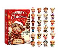 Calendrier compte à rebours de Noël 2026 Décoration Vache Mignonne 24 Jours | Lot Figurines Compte à Rebours Noël Pour Fêtes Soirées Table Basse Placard Bibliothèque Rebord