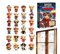 Calendrier compte à rebours de Noël 24 jours 3D Vache mignonne Décoration | Calendrier de compte à rebours des fêtes pour collectionneurs, modèle miniature, amateurs de placard, bibliothèque, cheminée