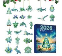 Calendrier compte à rebours de Noël - Décoration d'arbre en acrylique 2D en | Décoration de 24 jours | Souvenir de vacances à thème | Calendrier compte à rebours pour la maison