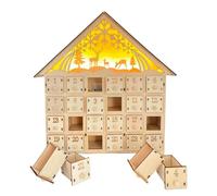 Calendrier compte à rebours de Noël, décorations de table en bois en forme | Décoration de Noël avec compte à rebours 24 jours et tiroirs pour fête, appartement, bureau, salon, maison