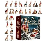 Calendrier Compte à Rebours de Noël Figurines Mini Girafes Acrylique 2D 24 | Petits Animaliers Figurines de Bureau Pour Bureau À Domicile Salon Chambre Et Étagère Rebord De