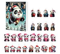 Calendrier compte à rebours de Noël Panda en acrylique 2D 2026 Bon | Vingt-quatre jours pendentif animaux compte à rebours, ornement pour adultes, enfants, étagère, arbre