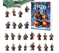 Calendrier compte à rebours de Noël teckel - Décoration de vacances en | Joli compte à rebours en acrylique pour suivre les vacances ou les anniversaires sur les étagères, les murs, les cheminées