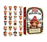 Calendrier compte à rebours de Noël Vache mignonne 24 jours décoration | Sculptures décompte Noël pour Table Basse Placard Étagère Cheminée Rebord