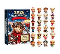 Calendrier compte à rebours de Noël Vache mignonne 24 jours décoration | Statues Calendrier Compte à Rebours Noël Pour Cheminée Rebord de Fenêtre Table Repas et Fêtes D