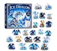 Calendrier Compte à Rebours Dragon de Noël Décor Dragon Collectionnable En | Décor de Noël compte à rebours 24 jours Pour adulte passionné fantasy, table, fête de fin d'année, présent