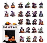 Calendrier Compte à Rebours Halloween | 24 Jours Avec Pendentifs Décoratifs - Décorations Halloween Acrylique 2D pour Sac à Dos Maison Intérieure Arbre Décorations Maison Sorcière