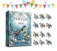 Calendrier compte à rebours Pearl Turtle - Affichage acrylique de Noël 2026 | Figurine, ornement animal de Noël | Décoration de table festive pour et adultes, cadeaux de fête pour la maison