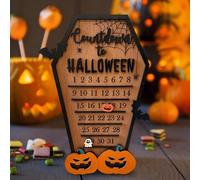 Calendrier compte à rebours pour Halloween, calendrier de l'Avent 2025 avec cercueils, citrouilles, bloc magnétique en bois (B)