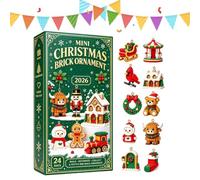 Calendrier Compte À Rebours Pour Noël Ornements miniatures 2D en briques | Compte à rebours de Noël 24 jours Pour Sapin D'Hiver Couronne Porte Fenêtre Mur Manteau De Cheminée
