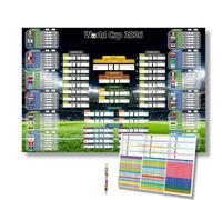 Calendrier Coupe du Monde 2026 Affiche Football - Tableau des Matchs avec Résultats - 2 Affiches 87x58 cm avec Stylo Drapeaux et 8 Autocollants Muraux - Idéal pour Salon, Bar ou Chambre de Fan