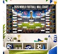 Calendrier Coupe du Monde 2026 Poster Mural, Tableau 48 Équipes avec Phases à Élimination Directe, 150 x 100 cm, Affiche Pliable, Imperméable et Effaçable pour Maison, Bureau t Bar (A)