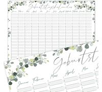 Calendrier D¿Anniversaires Motifs Eucalyptus I Din A3 I Calendrier Indépendant De L¿Année I Filles Femmes Colocation Famille I Dv_778