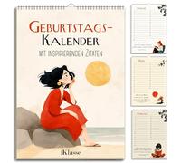 Calendrier d'anniversaire avec citations non datées - Format A5 - Calendrier mural indépendant de l'année - Aperçu de l'anniversaire à suspendre dans un livre d'aquarelle délicate - Proverbes