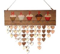 Calendrier d'anniversaire, calendrier de rappel d'anniversaire en bois à faire soi-même à suspendre au mur avec cœurs en bois, décoration murale de la maison