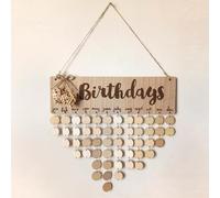 Calendrier d'anniversaire en bois à faire soi-même avec 50 disques en bois - Style vintage - À faire soi-même - Indépendamment de l'année - Pour écrire tout le temps - Calendrier familial - Calendrier